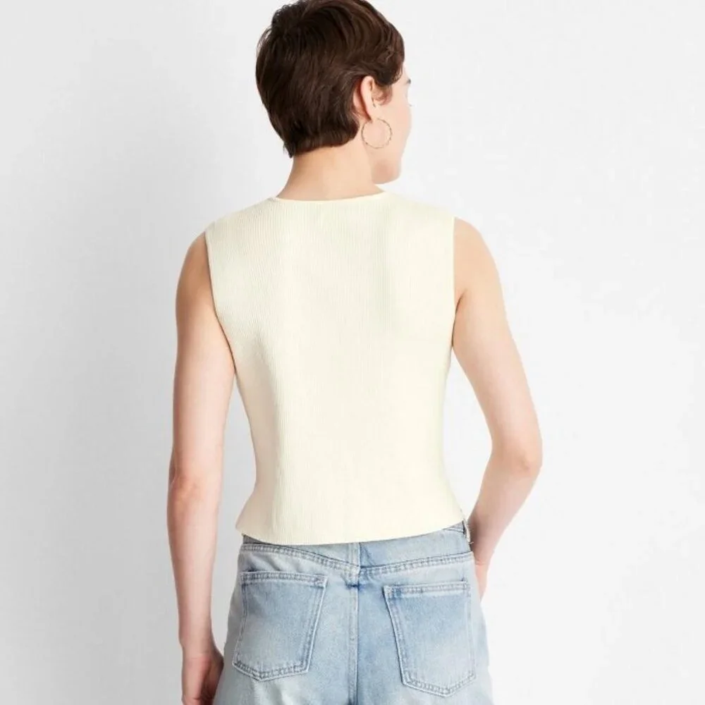 Women's Sleeveless Tie-Front Bow Sweater - Picture 2 of 3